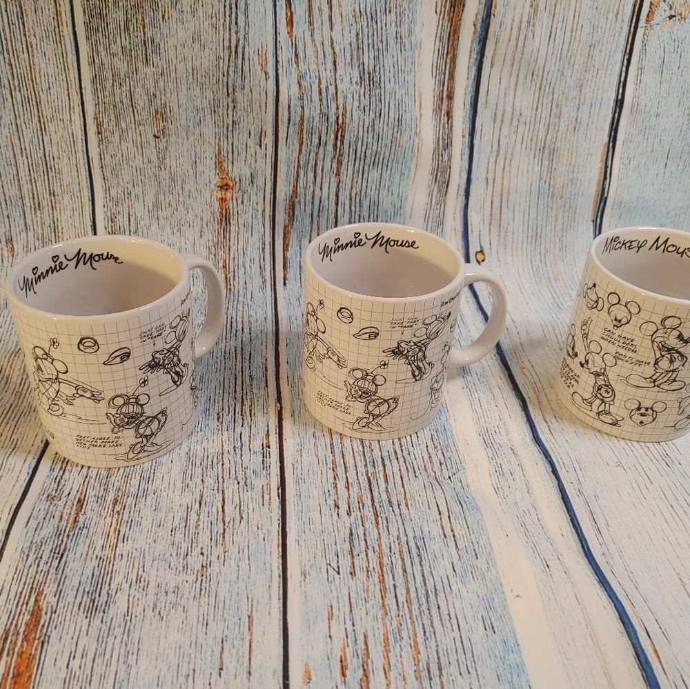 3 Minnie/Mickey Mouse Disney Sketchbook Mugs Lg 20